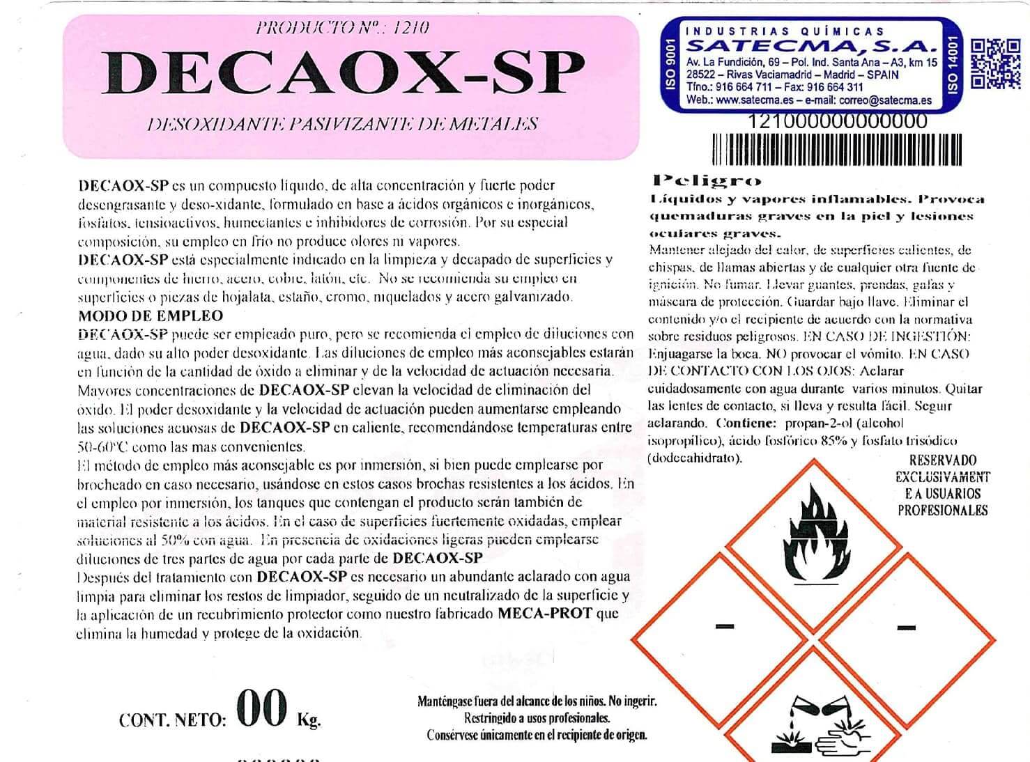 etiqueta decaox