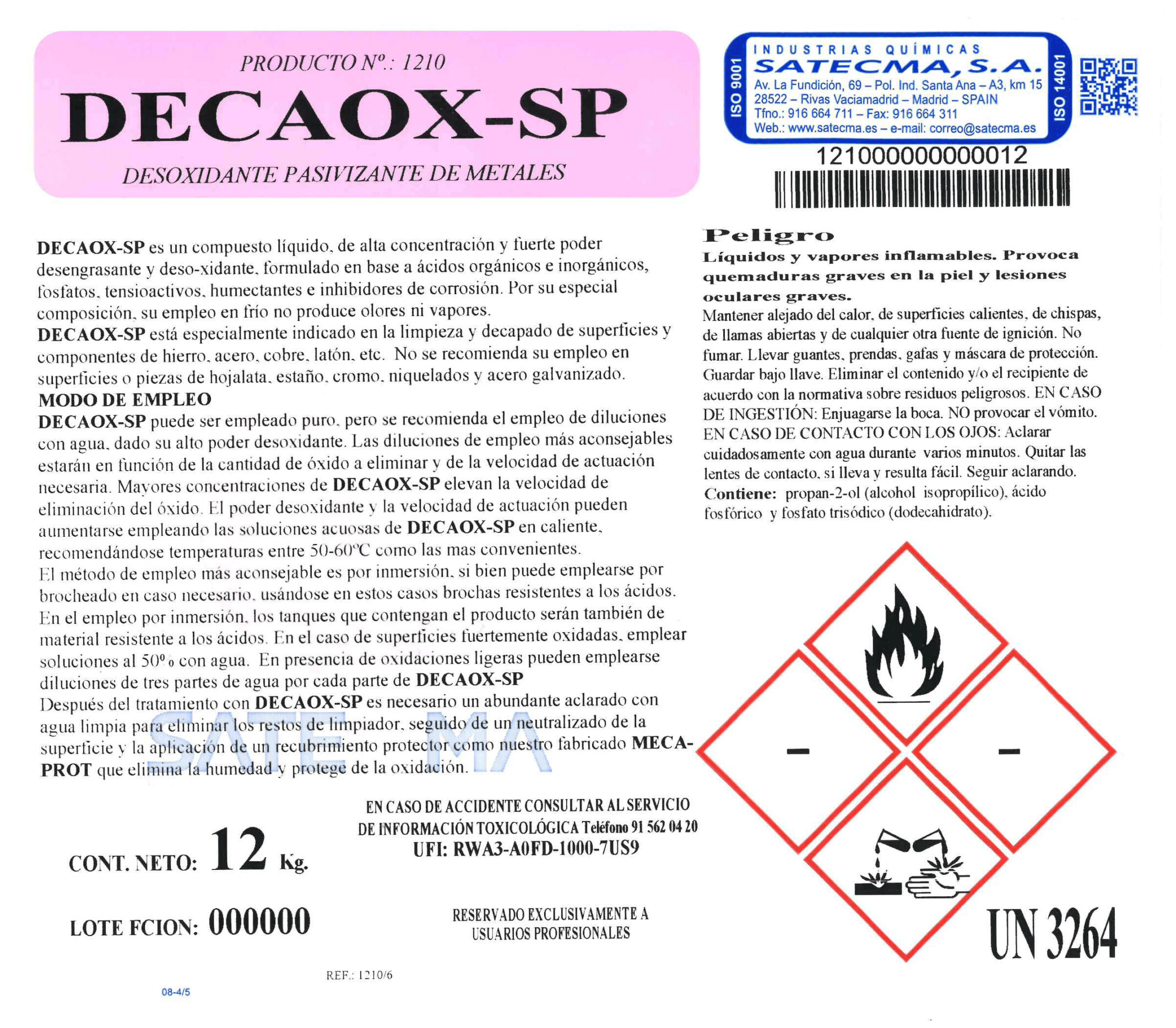 etiqueta decaox