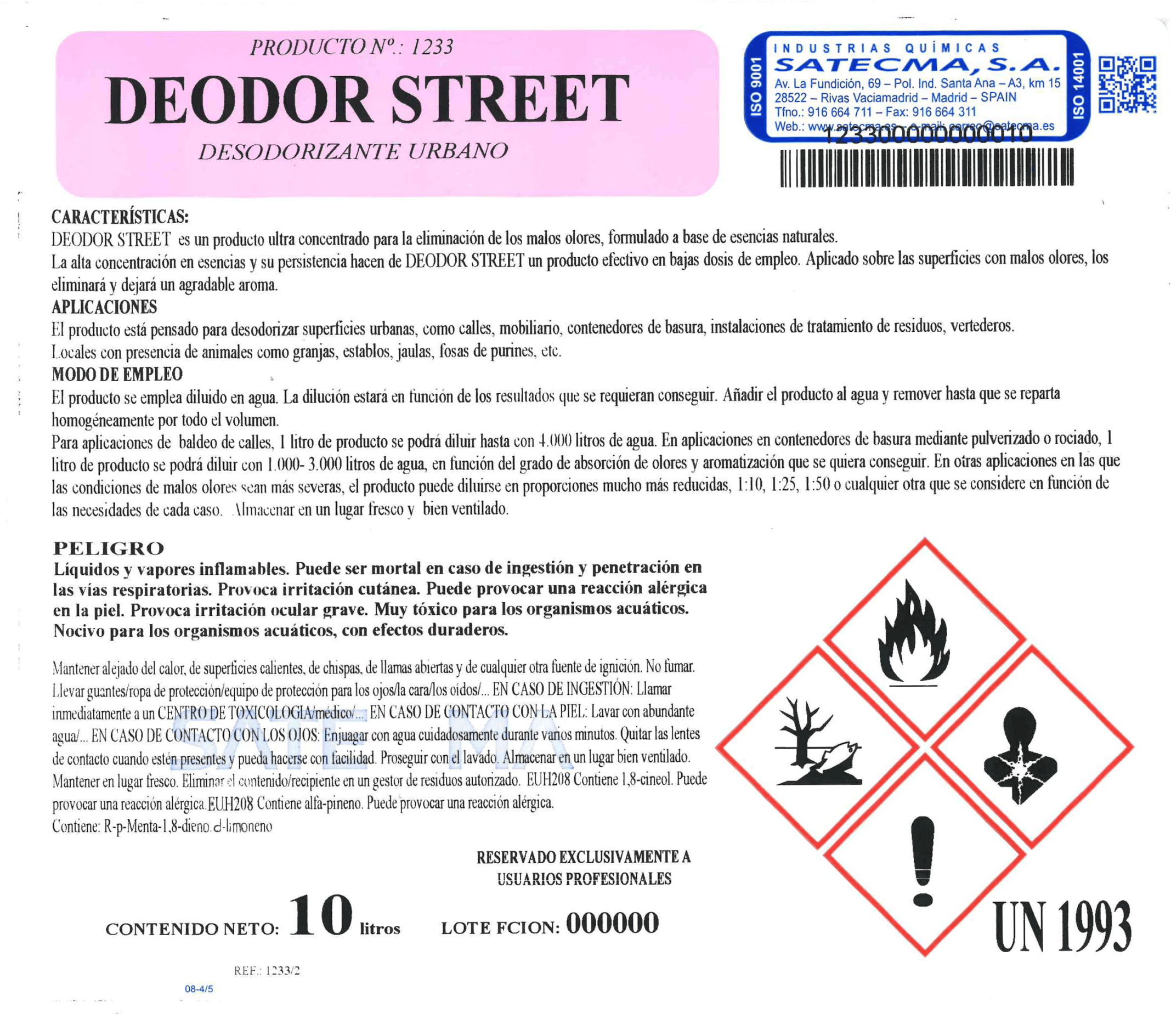 etiqueta DEODOR-STREET
