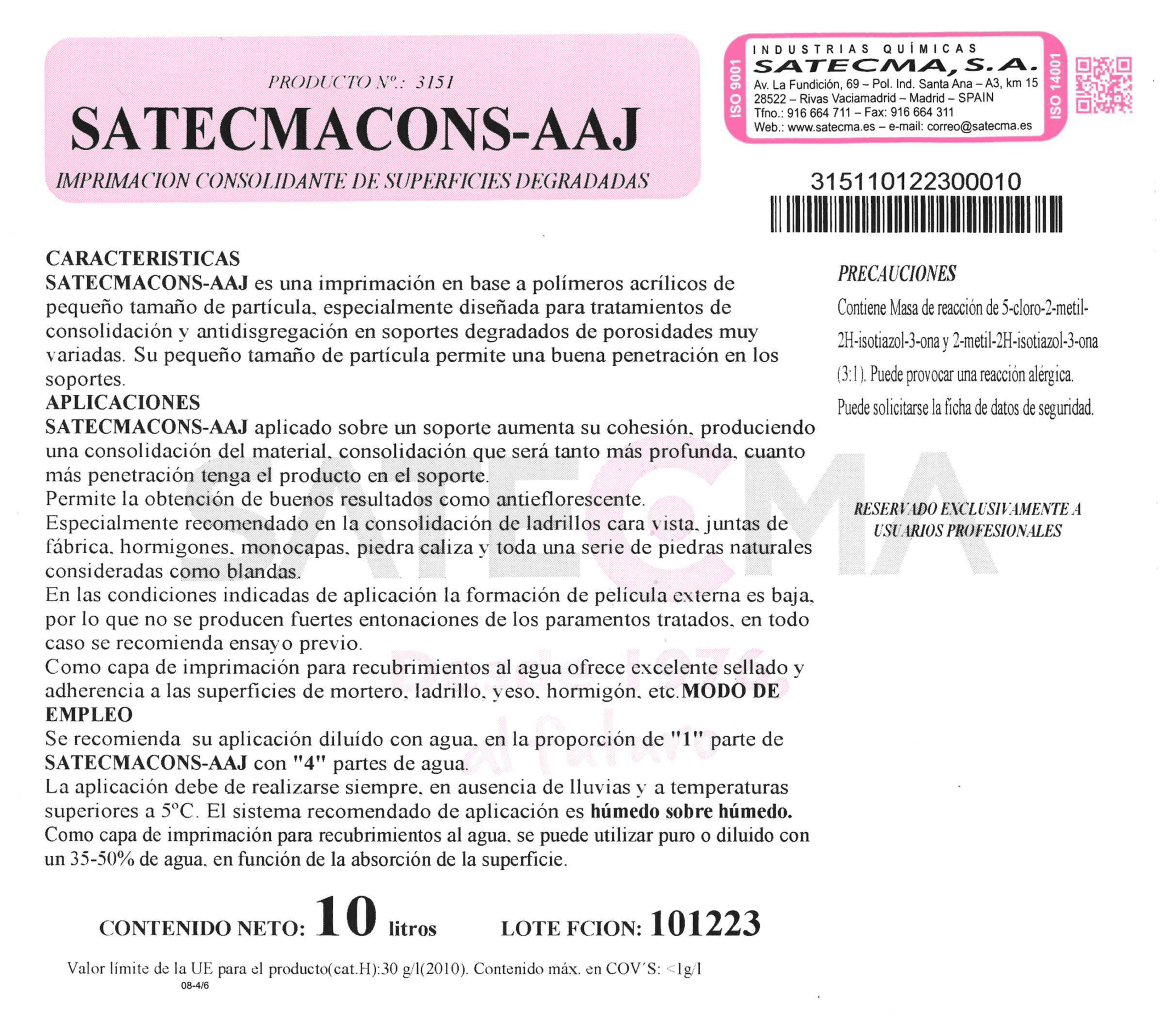 3151SATECMACONS-AAJ etiqueta